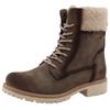 Winterboots TOM TAILOR, Damen, Gr. 40, grau (taupe), Lederimitat, Textil, used, modisch, Schuhe, Workerboots, Hiking Boot mit Blockabsatz