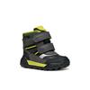 Winterboots GEOX "B TREKKYUP BOY B ABX", Kinder, Gr. 26, schwarz (schwarz, grün), Lederimitat, Textil, sportlich, Schuhe, Winterstiefel mit Warmfutter, Größenschablone zum Download
