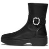 Plateaustiefelette FITFLOP "F-LUMA CRYSTAL", Damen, Gr. 41, schwarz, Leder, Lederimitat, casual, Schuhe, Boots, Chunky Boot mit Plateausohle