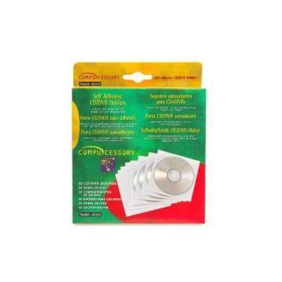 Compucessory Self-Adhesive Poly CD/DVD Holders, White CCS22294 Size: 50 Sheets per Pack, Polyprop...