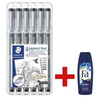 Staedtler 6er-Box Pigment Liner »Johanna Basford Wonderbeast Edition« inkl. Duschgel »Acti Image