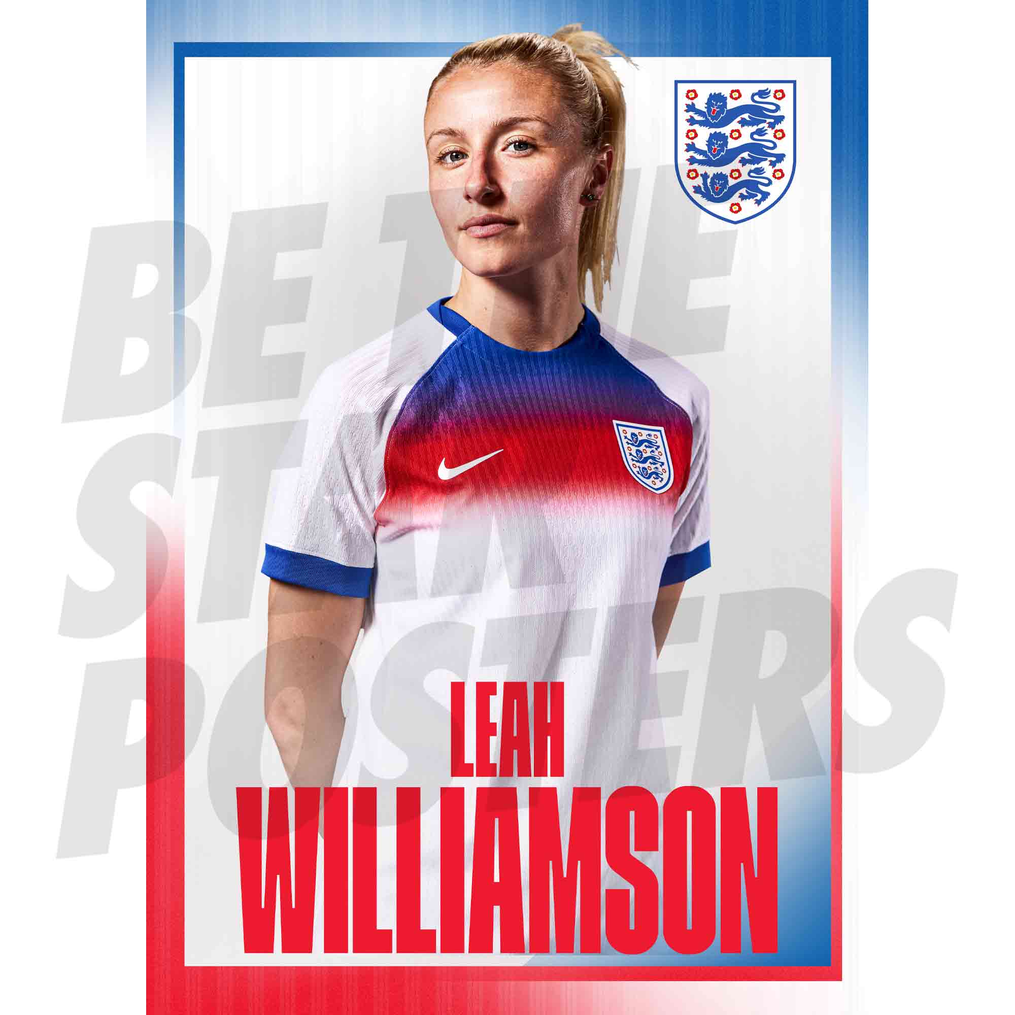 England Lionesses Leah Williamson 25/26 Heim-Porträtfoto A3-Poster Image