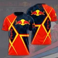 Red Bull-T-shirt à manches courtes imprimé en 3D pour hommes, grand T-shirt à la mode, haut de course Red Bull pour femmes et enfants