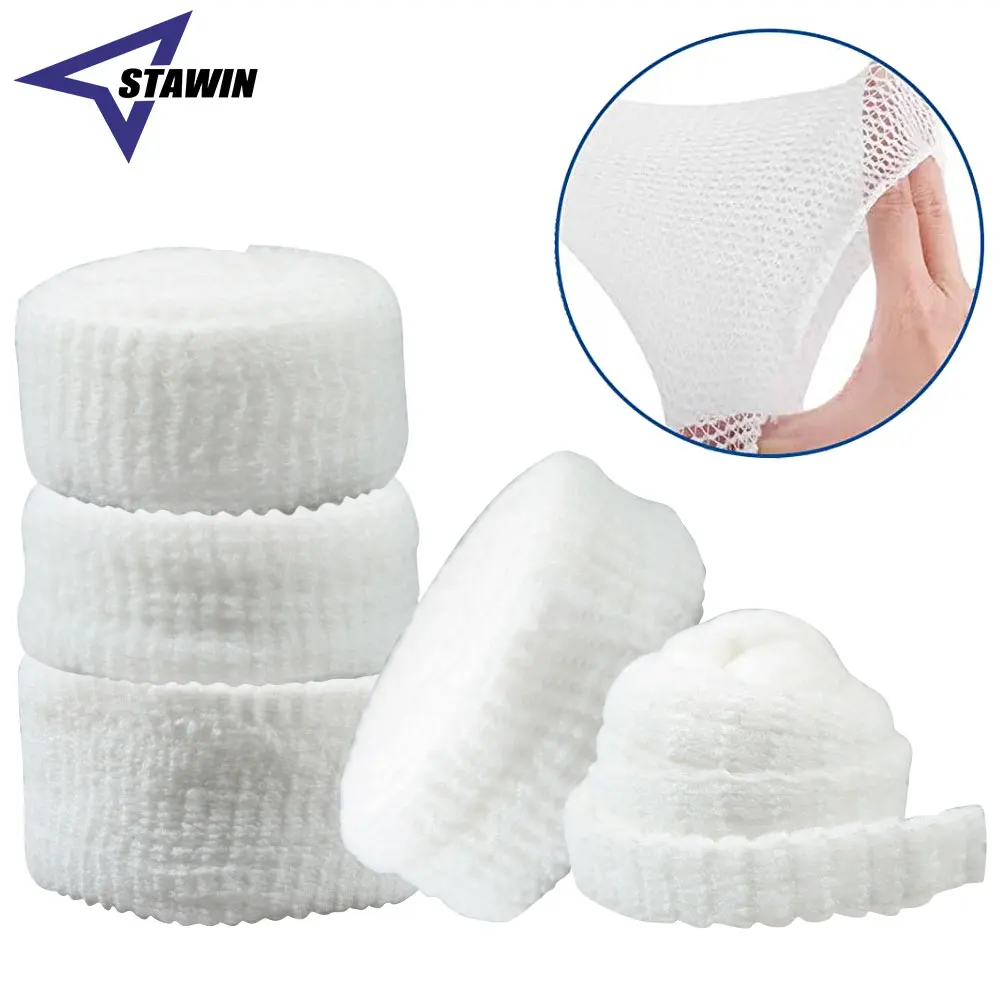 1 Rolle elastisches Netz, Wundverband, Netz, röhrenförmiger Verband, Netzschlauch, röhrenförmiger Gaze-Fix, atmungsaktiver Verbandhalter für den Körper von Erwachsenen Image