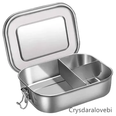 Stainless Steel Bento Kids Lunch Box for school Container 3-Compartment Bento Lunch Box Sandwich Two Sides Food Container