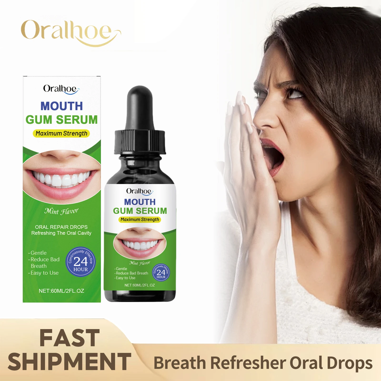 Atemerfrischungstropfen, Mundreinigung, Pflege, Mundgeruch entfernen, Flecken reduzieren, Zahnallergie, Zahnkaries, Zahnfleischreparaturstropfen Image