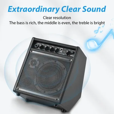 Electronic Drum Speaker 25W Portable BT Practice Drum Amplifier Speaker for Electric Drums Keyboard Wooden Guitars Home Practice