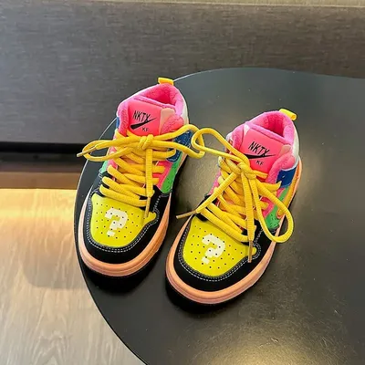 2025 children's shoes boys Korean mandarin duck shoes color matching casual shoes fashion sports children's sneakers Very good