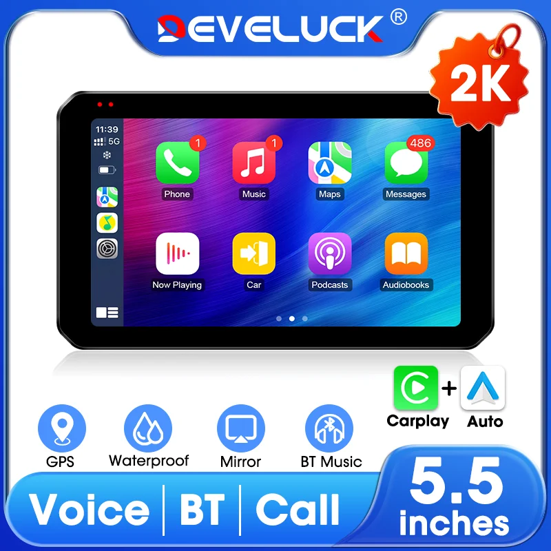 5/5,5 Zoll Motorrad GPS Navigation Android Auto Carplay Bildschirm für Moto Recorder IPX7 Wasserdicht Professionelle Moto Zubehör Image