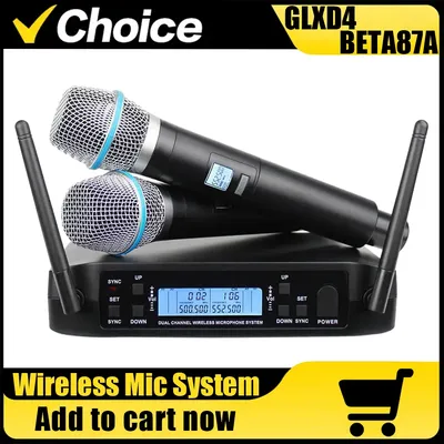 GLD4 B87 Professional Dual Channel Wireless UHF Dynamic Handheld Microphone System for Studio Speech Wedding Home Party Church