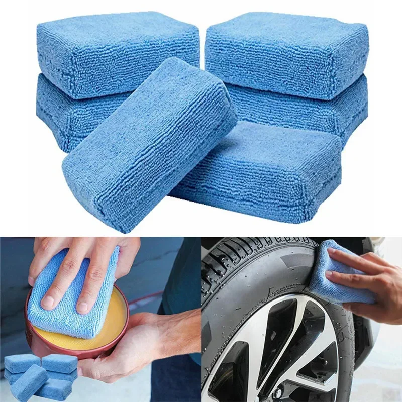 2-10Pcs Auto Wachs Applikator Pads Mikrofaser Polieren Schwämme Weiche Auto Detaillierung Wachsen Schwamm Reinigung Schaum Autolack pflege Pad Image