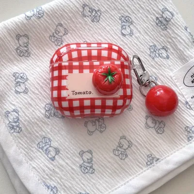 [Fp] Red plaid tomato with pendant AirPodspro second-generation protective cover new