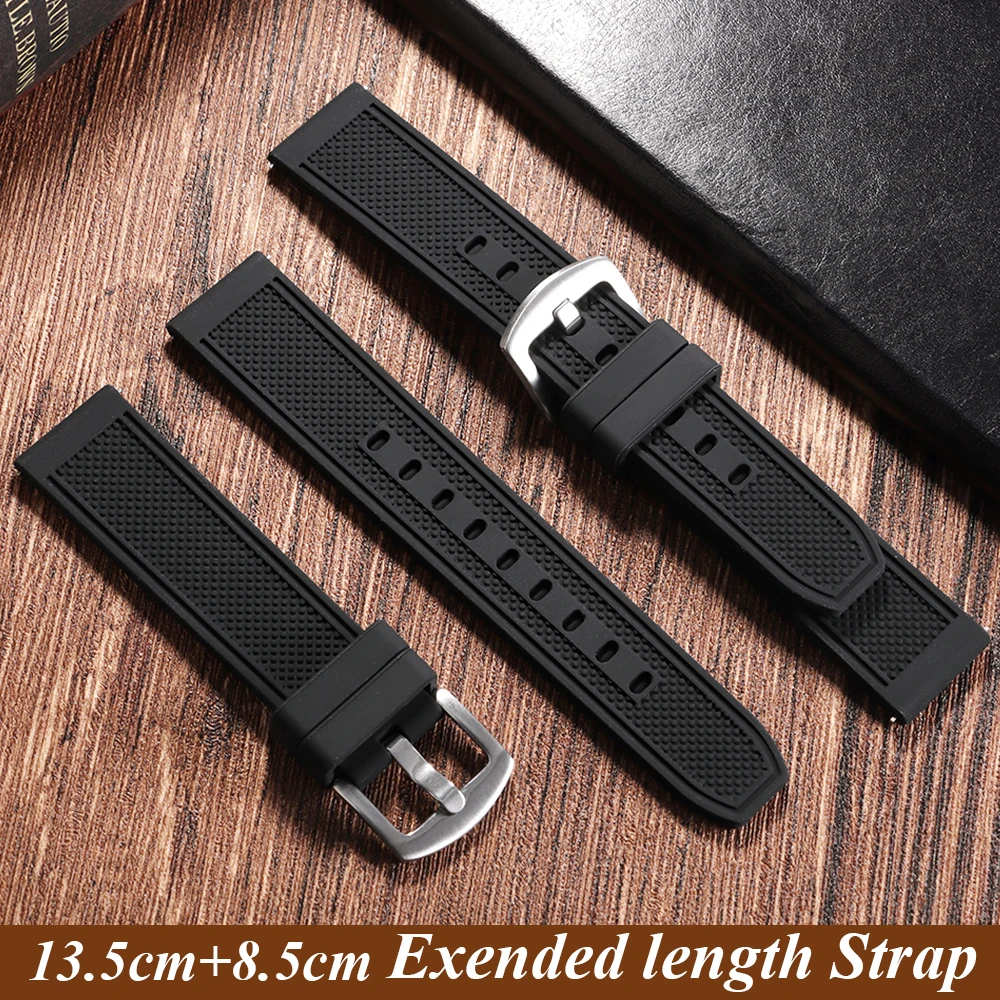 Hochwertiges Silikon-Uhrenarmband für Seiko Big Size-Armband, schnelle Freigabe, weiches, universelles flaches Ende, 20 mm, 22 mm, Ersatz-Gummiarmband Image