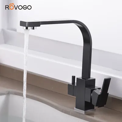 ROVOGO Drinking Water Kitchen Faucet, Dual Handle Kitchen Sink Faucet hot and Cold 3 Way Filter Kitchen Faucet Drinking Water