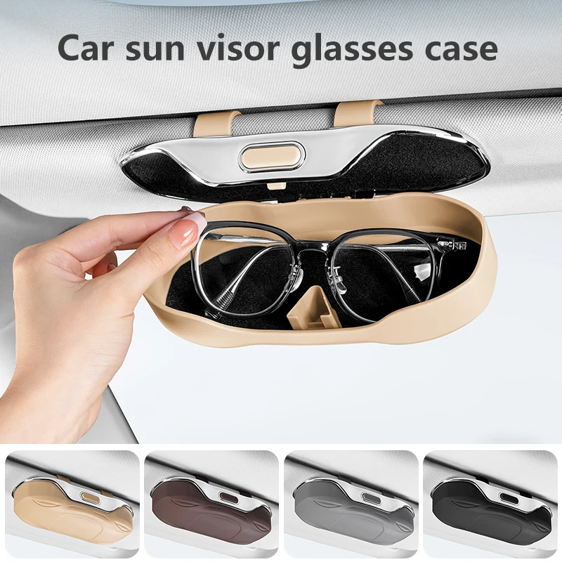 Universal Auto-Montiert Brillen Fall Sonnenbrille Halter Fahrer Co-Pilot Lagerung Box Brillen Rahmen Sonnenschirm Bord Auto Zubehör Image
