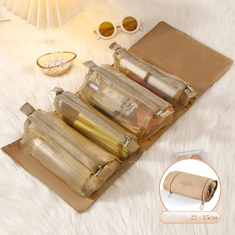 Vier-in-eins-Make-up-Tasche, Make-up-Aufbewahrungstasche im Instagram-Stil für Studenten, tragbare Kulturtasche, leicht Image