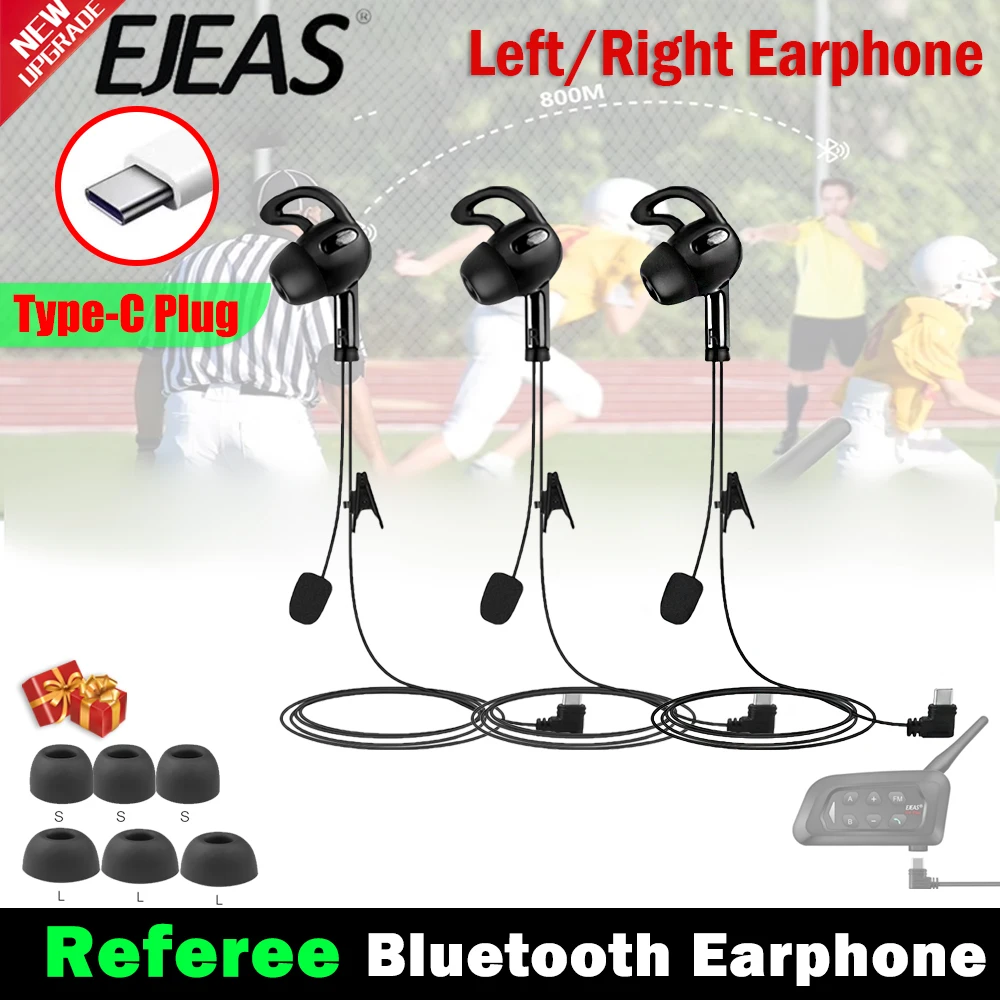3-teiliges In-Ear-Schiedsrichter-Headset mit Typ-C-Schnittstelle, geeignet für EJEAS V6C PRO+ EJEAS V4C Plus/V7 Bluetooth-Gegensprechanlage-Zubehör Image
