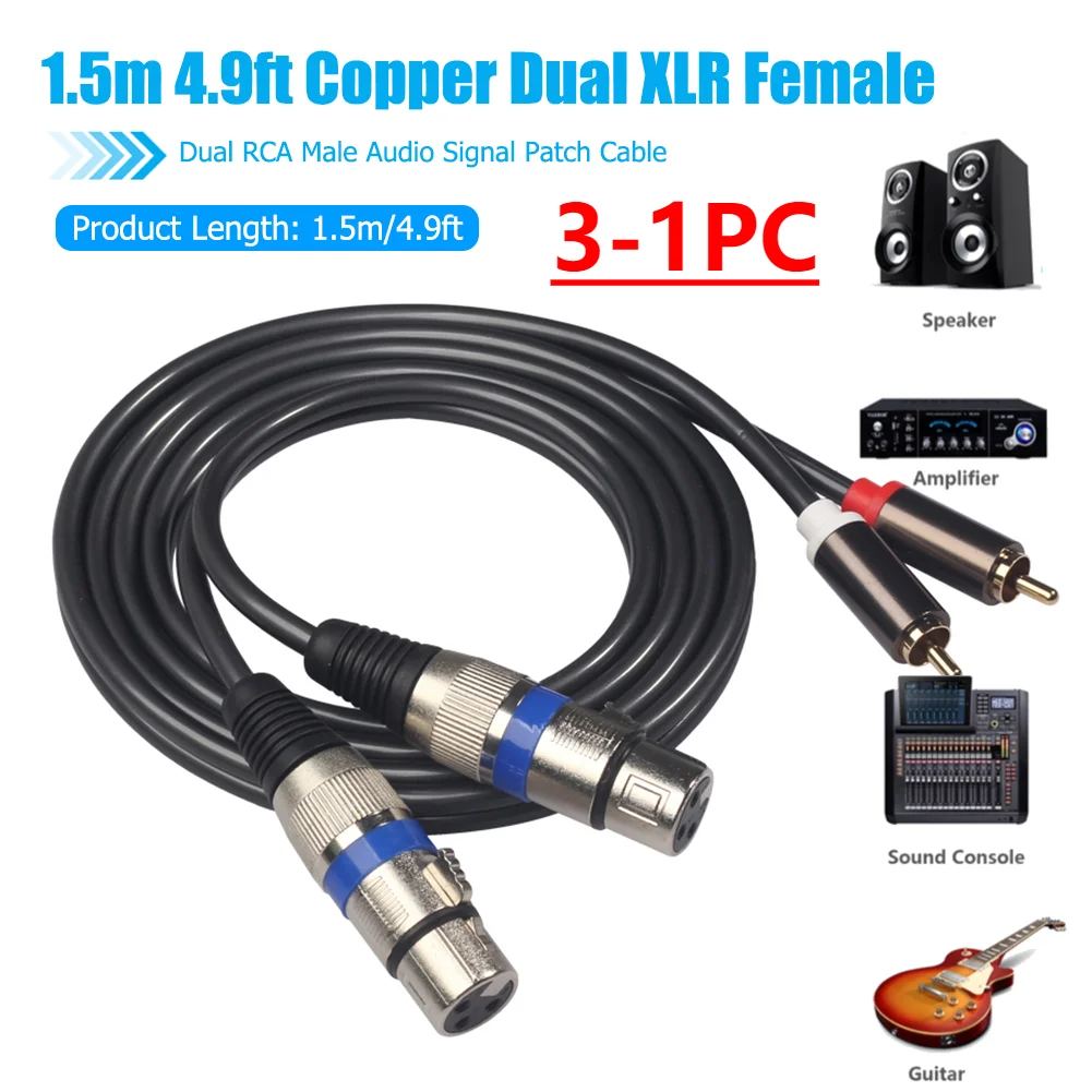 Dual XLR Buchse auf Dual RCA Stecker Audiokabel Dual RCA auf Dual XLR 3Pin Buchse Audio Adapter Kabel Metall vergoldet Draht Kabel Image
