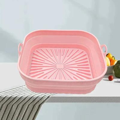 Collapsible Silicone Grill Pan Round Air Fryer Baking Tray Foldable Heat Resistant Non Stick Mat Reusable Silicone Liner Oil Proof Kitchen Cooking Accessories