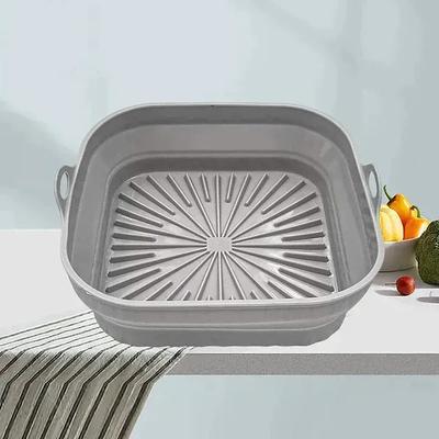 Collapsible Silicone Grill Pan Round Air Fryer Baking Tray Foldable Heat Resistant Non Stick Mat Reusable Silicone Liner Oil Proof Kitchen Cooking Accessories