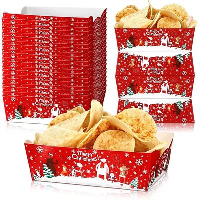 20pcs Christmas Snack Trays, Disposable Paper Party Platters for Holiday Snacks, Christmas Party Tableware