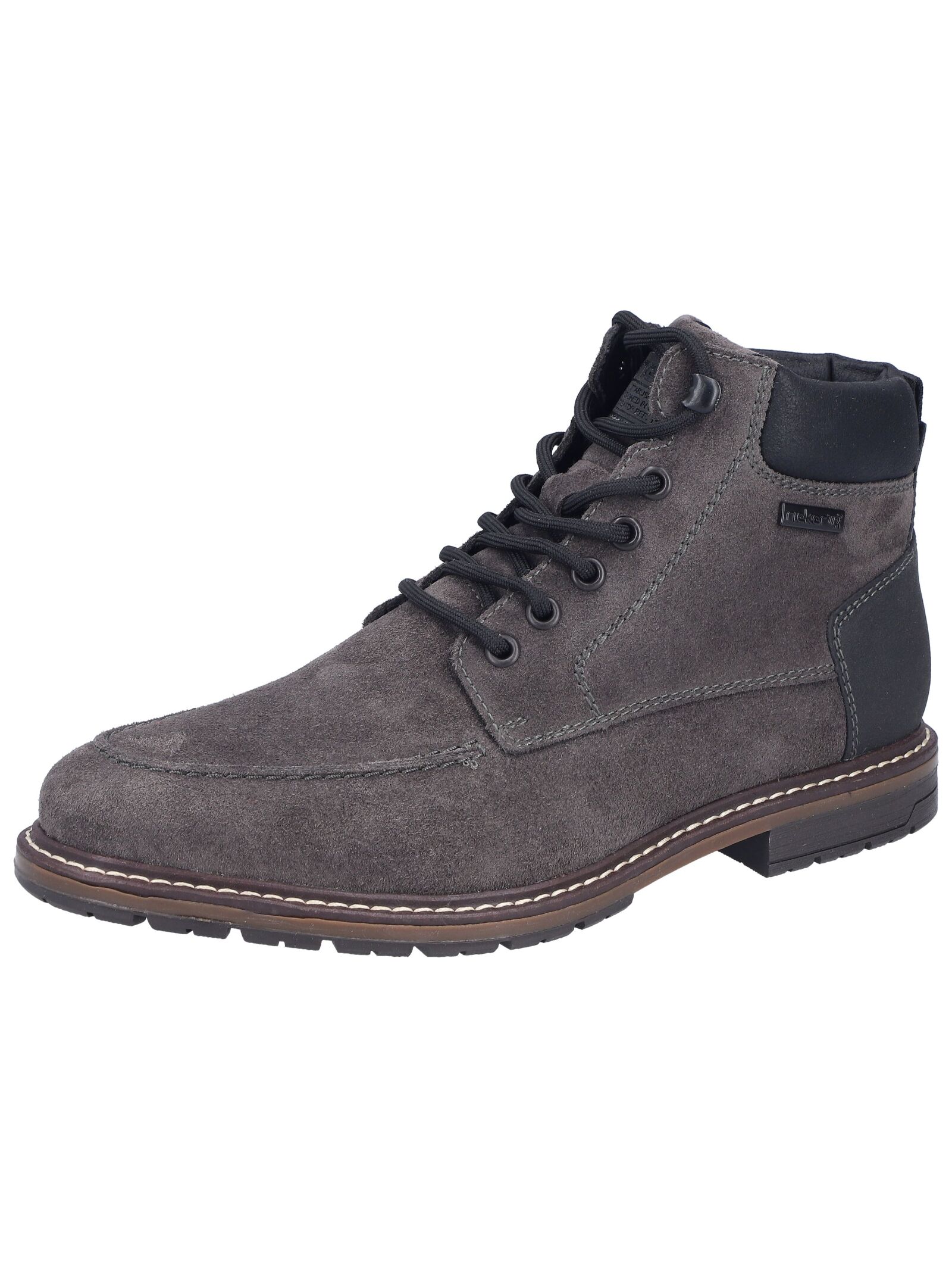 Schnürstiefelette RIEKER "Rieker Stiefelette Leder", Herren, Gr. 45, asphalt, Leder, Schuhe