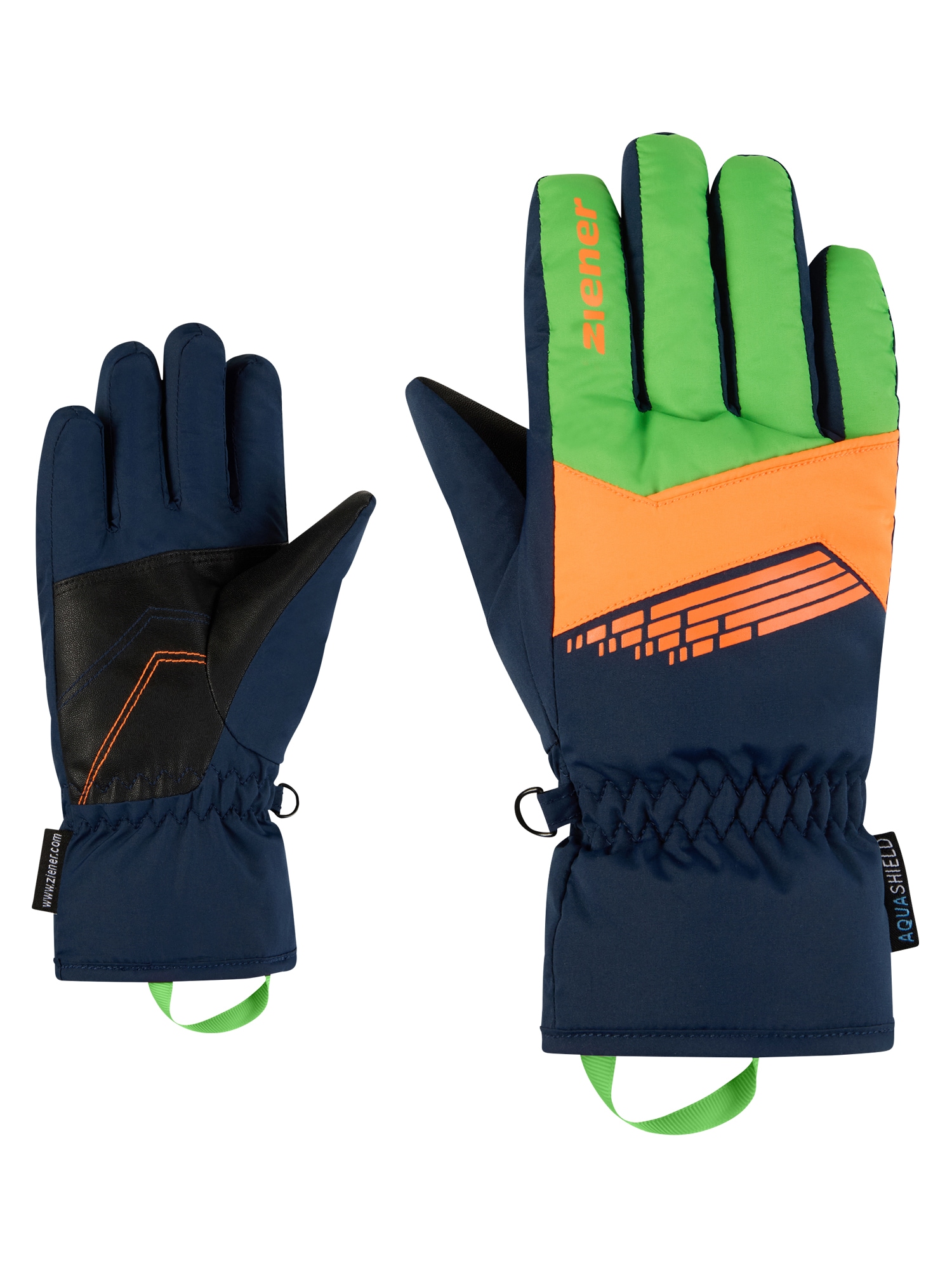 Skihandschuhe ZIENER "LAVIVI-Z AS glove junior", Kinder, Gr. 5, grün (schwarz navy.pale grün), Obermaterial: 100% Polyester; Innenhand: 100% Polyester; Futter: 100% Polyester; Wattierung: 100% Polyester, Handschuhe Image