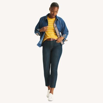 Nautica Women's Mid-Rise Straight Denim J Navy, 8