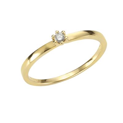 Fingerring OROLINO "Gold 750 mit Brillant 0,05ct." Gr. 54, gelb (gelb, weiß), Fingerringe, Damen, 054 (17,2), 0,05 ct SI = kleine Einschlüsse, Gold Image