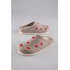 Clog ANISTON SHOES, Damen, Gr. 37, grau (taupe, rot), Textil, klassisch, Schuhe, Hausschuh, Homeslipper mit Herzchen-Stickerei - NEUE KOLLEKTION