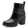 Stiefelette MARCO TOZZI, Damen, Gr. 42, schwarz, Lederimitat, unifarben, Reptilienprägung, modisch, Schuhe, Blockabsatz, Ankleboots mit Zierschnallen und Ösen