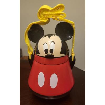 Disney Dining | Disney Mickey Mouse Flip Top Canteen Cup No Spills Kids Water Bottle With Straw | Color: Black/Red | Size: Os
