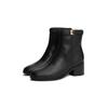 Stiefelette TOMMY HILFIGER "TH BUCKLE RIDING MID HEEL BOOTIE", Damen, Gr. 38, schwarz, Leder, klassisch, Schuhe, Blockabsatz, Businesschuh in schmaler Form