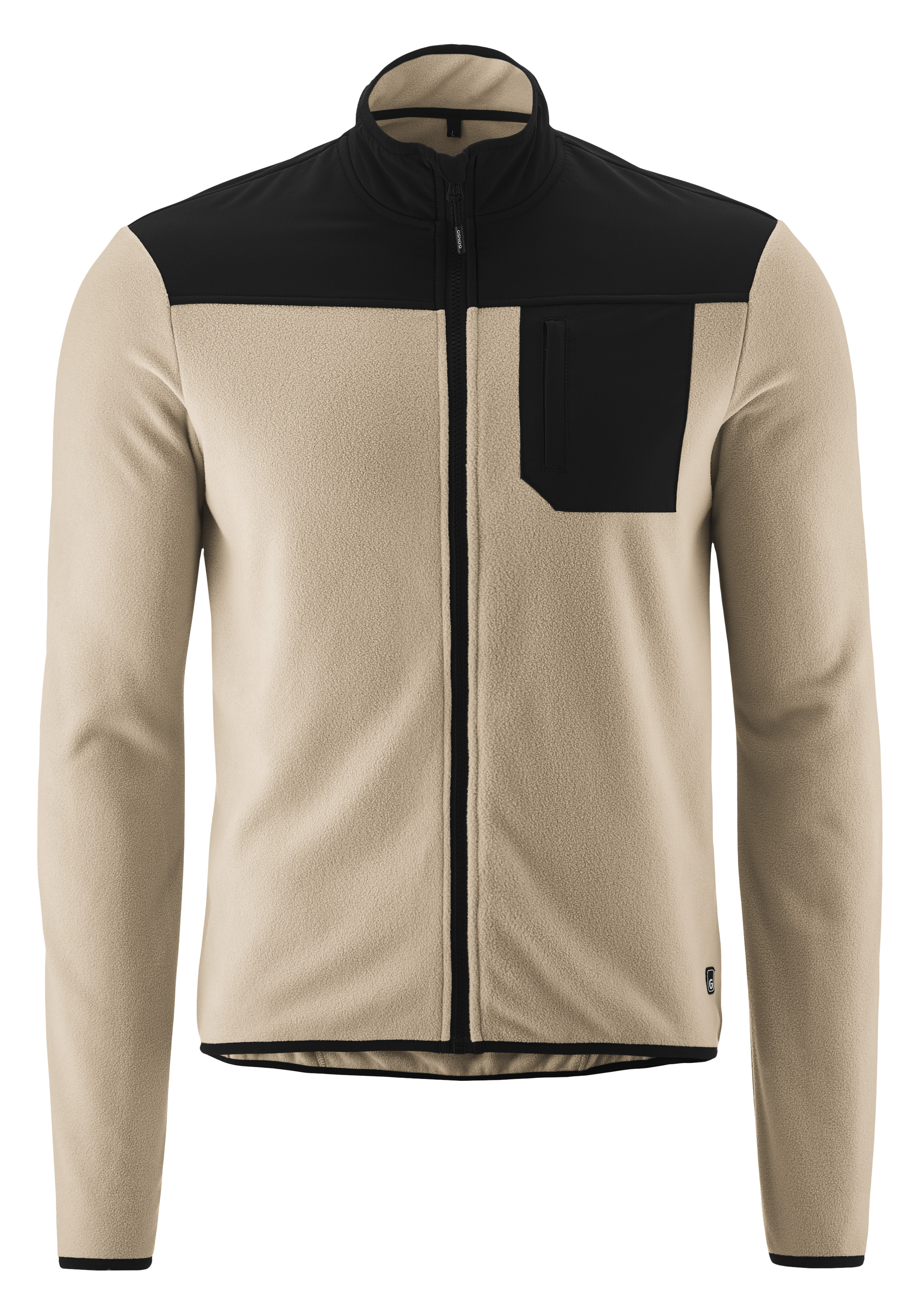 Radtrikot GONSO "Adventure Jersey Fleece M", Herren, Gr. M, cream, 100% Polyester (Recycelt), hoch geschlossener Ausschnitt, Trikots, Herren Fahrradtrikot langarm, weiches Fleece-Material, Full-Zip Trikot Image
