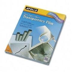 Apollo APOPP100C Plain Paper Copier Transparency Film, No Sensing Stripe, 100 Per Box, Clear