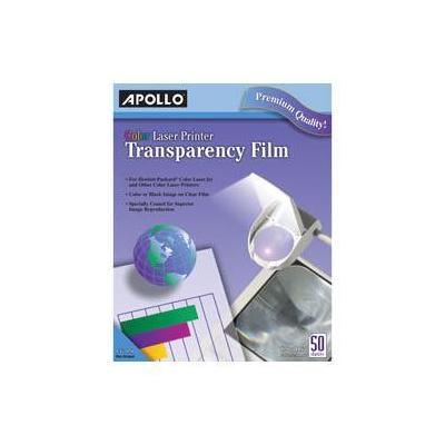 Apollo APOCG7070 Laser Jet Printer Transparency Film, Color, No Sensing Stripe, 50 Per Box, Clear