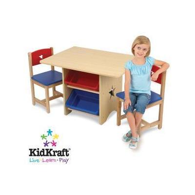 KidKraft Star Table and Chair Set with Primary Bins