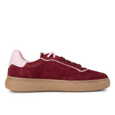 Tamaris Damen Merlot Burgunderrot Leder Fashion Stripe Schnür-Sneakers Image