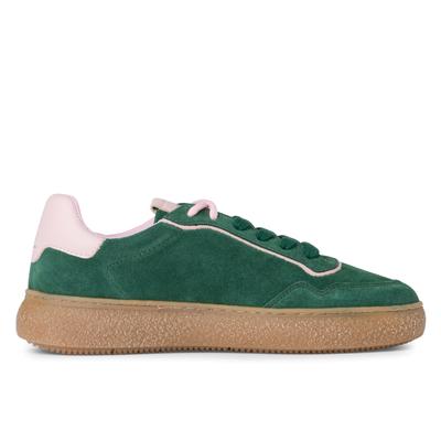 Tamaris Damen Grün Rosa Leder Fashion Stripe Schnür-Sneakers Image