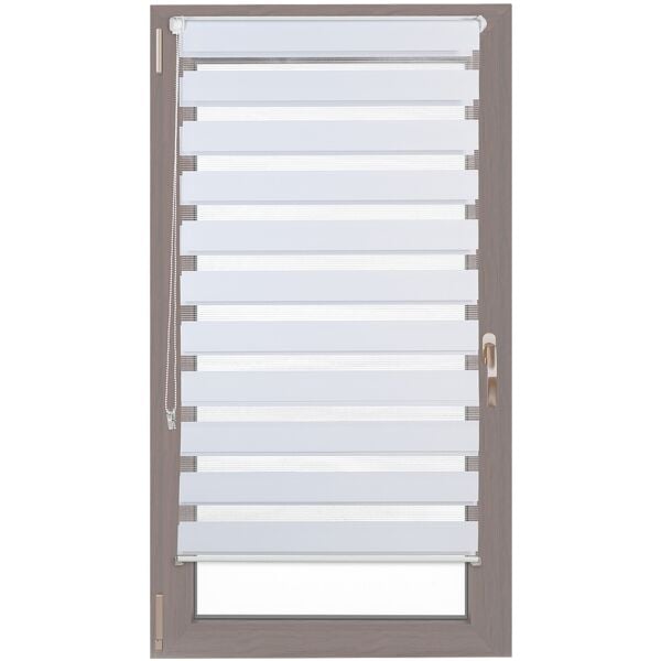 relaxdays Doppelrollo Klemmfix ohne bohren 60 x 156 cm weiß weiß Image