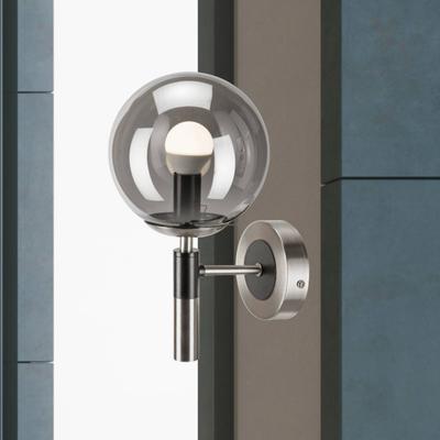 Wandlampe Rollo Lamkur, dimmbar, alu / grau / zink, für Wohn- / Esszimmer, Glas, Wandleuchte, Wandlampe Innen Image