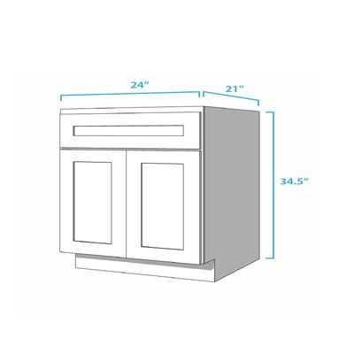 Craftline RTA Molasses Shaker Bathroom Sink Base Vanity Cabinet Sink Base Vanity Cabinet - 24 Inch x 21 Inch x 34-1/2 Inch - Molasses