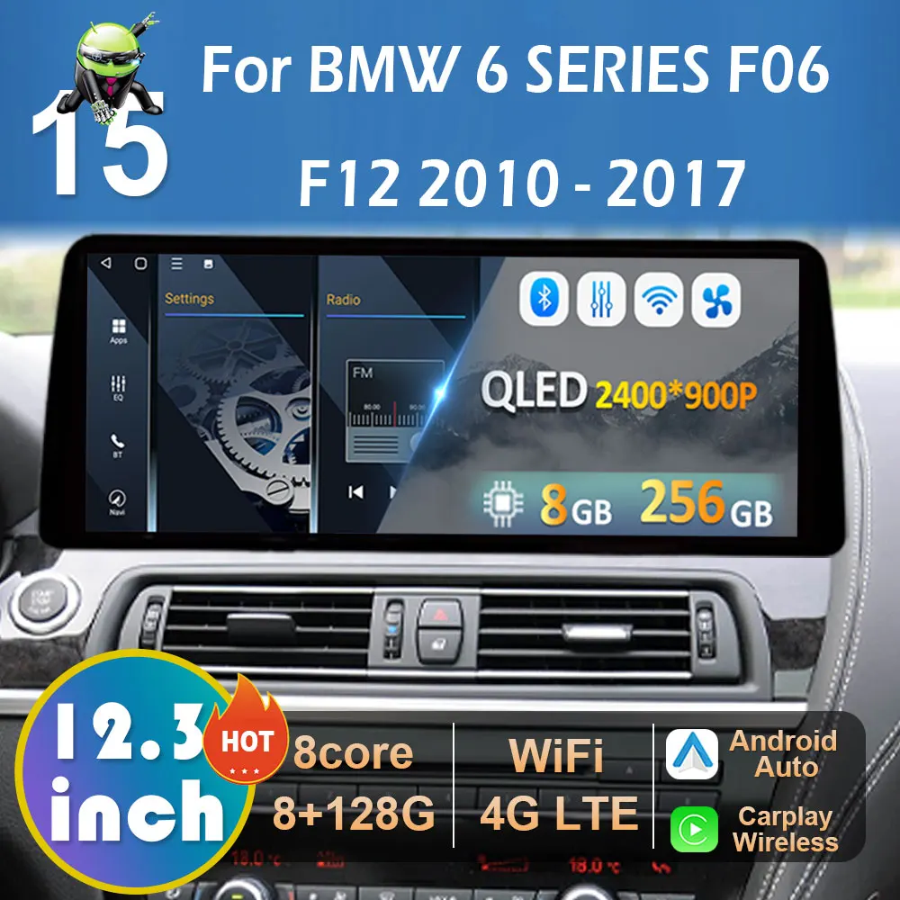 Android 15 4G für BMW 6 SERIE F06 F12 2010 2011 2012 2013–2017 Auto Multimedia Video Player CIC NBT System QLED Touchscreen Image