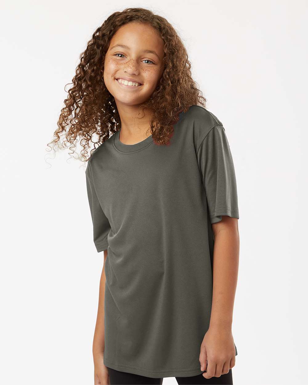 AllPro 48000Y Youth Pro-Lock Performance T-Shirt in Charcoal size Medium | Polyester