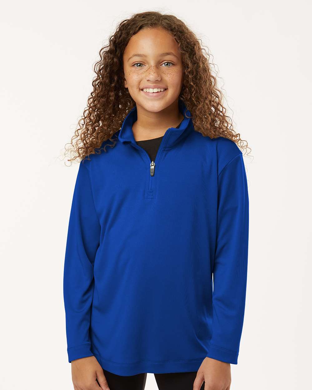 AllPro 41870Y Athletic Youth Pro-Lock Performance Quarter-Zip Pullover Top in Royal Blue size Large | Polyester