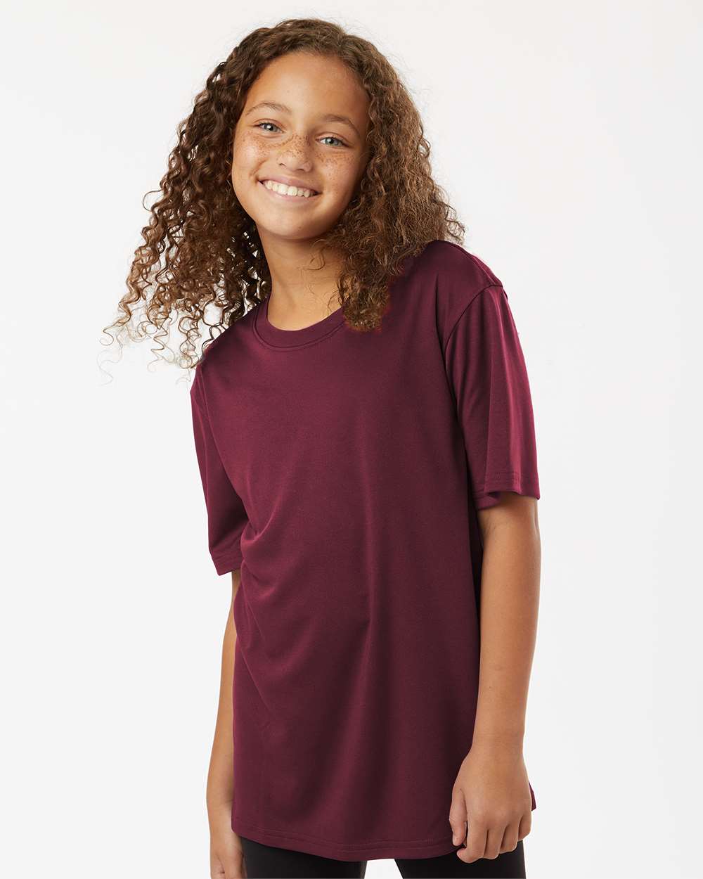 AllPro 48000Y Youth Pro-Lock Performance T-Shirt in Maroon size XL | Polyester