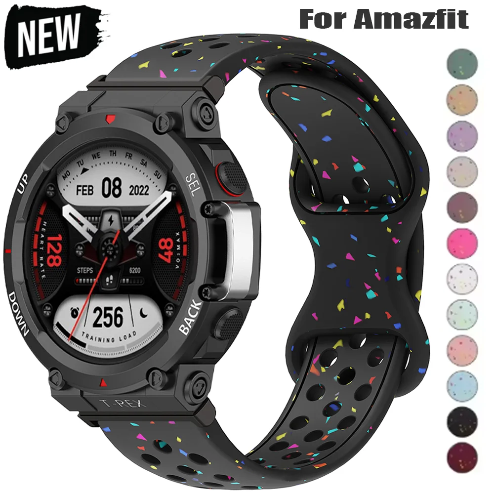 Atmungsaktives Silikonband für Huami Amazfit T-Rex3/2 Handgelenk Armband Armband für Amazfit T-Rex Pro Sport Armband Handgelenk Gürtel Correa Image