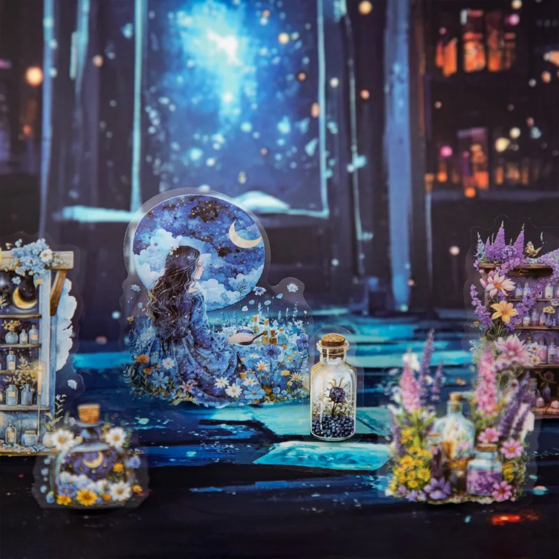 1 Packung/2er-Pack Tagebücher, dekoratives Kunsthandwerk, Trank-Serie, Dual-Material, Retro-Medizinaufkleber, 20 Stück/Packung für Collage Image