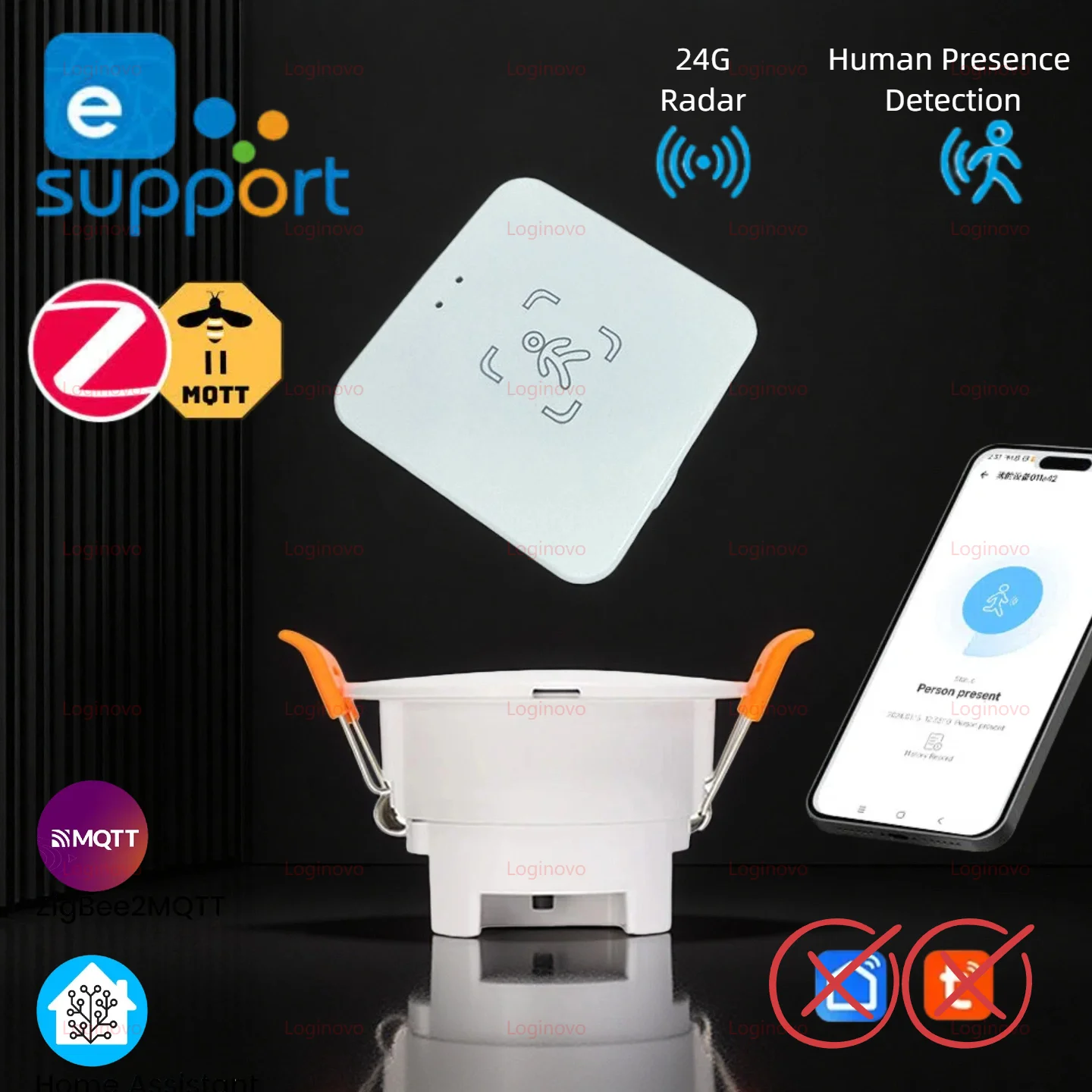 Zigbee Menschliche Anwesenheit Sensor 24G Radar Detektor Smart Motion Sensor Für Zigbee 2mqtt Home Assistant Ewelink APP Szene verknüpfung Image