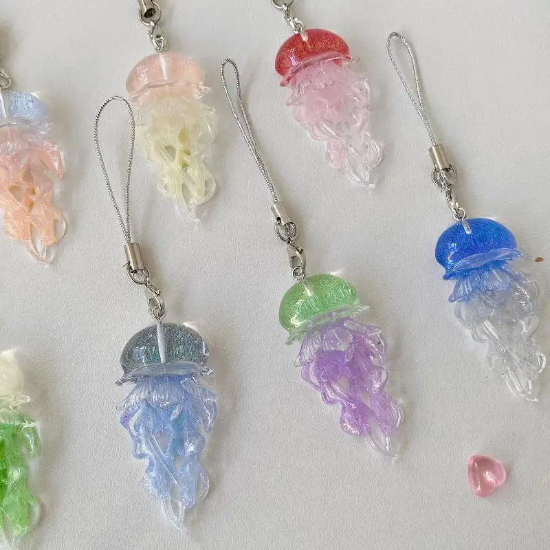 Gelee Farbe Quallen Charme Schlüsselanhänger Y2K Perlen Anhänger Telefon Kette Auto Hängende Dekoration Tasche Anhänger Ornament Geschenke Image